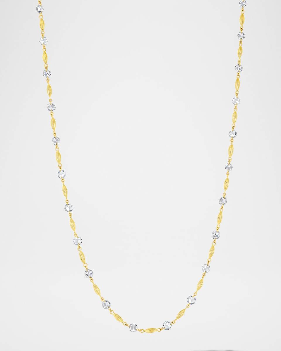 18K Yellow Gold Ethereal Diamond and Seed Bead Necklace, 18"L